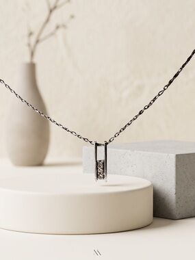 14K White Gold STJ 3-Stone Diamond Pendant 1.2g & .925 Sterling Silver Necklace